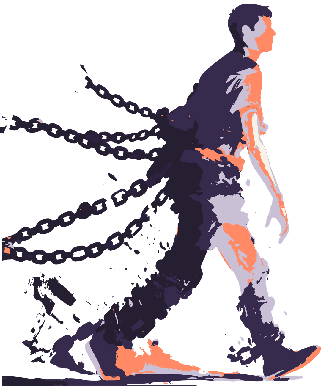Illustration of a man breaking chains
